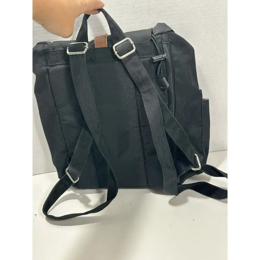 Herschel Supply Co Black w Brown Leather Close Dawson Backpack Bookbag Bag Purse
